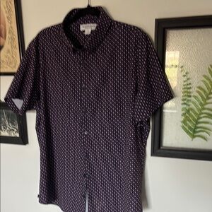 Mizzen + Main Men's Dark Purple Patterned Shirt